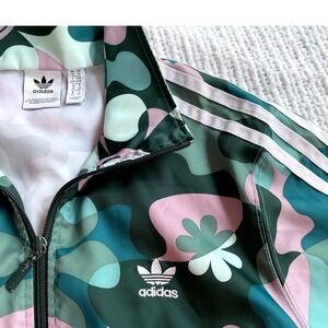 Adidas Hattie Stewart Track Jacket Womens Medium Green Pink Camo Excellent Zip
